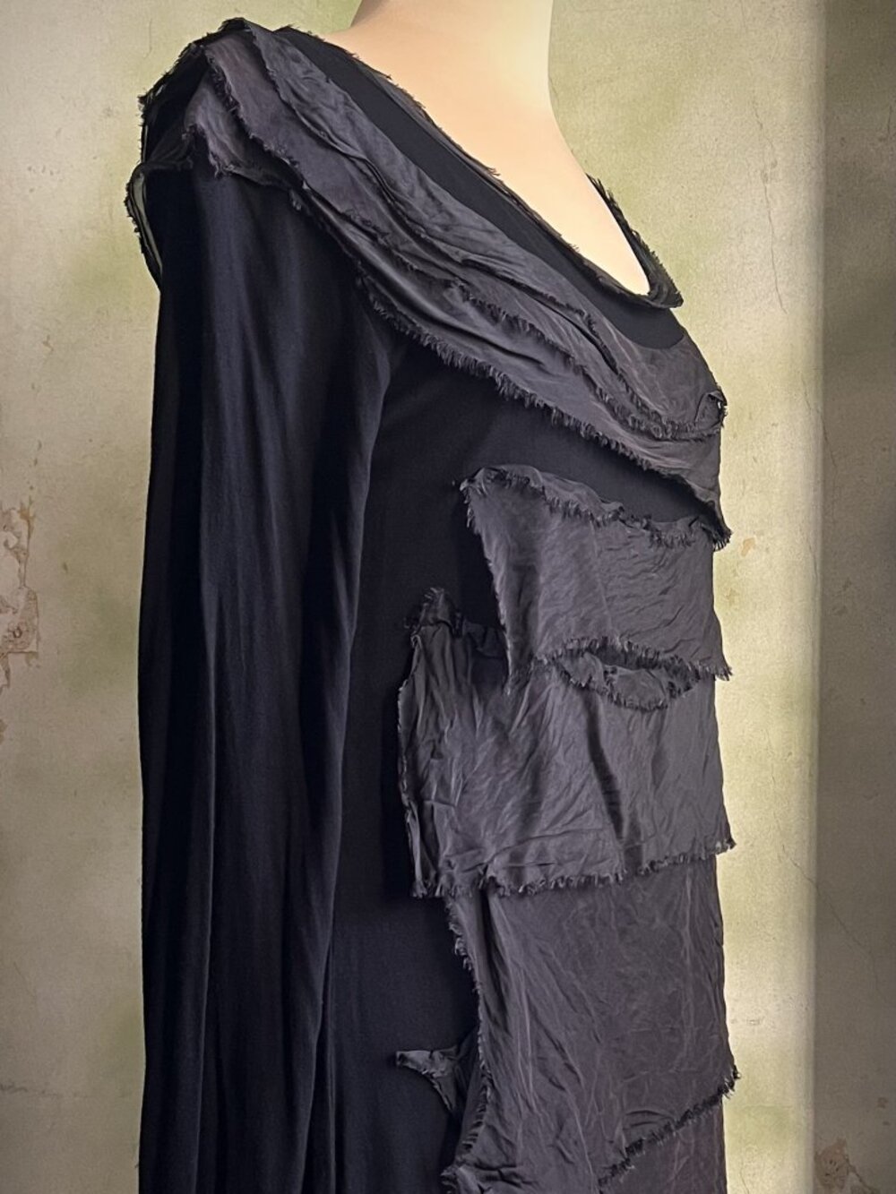 Made in Italy Black Asymmetrical Tunic Dress – Gothic Boho Grunge